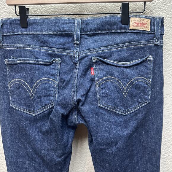 Levis 524 Too Superlow Jeans Womens 9 Medium Blue Dark Wash Stretch Denim Pants - Picture 6 of 13